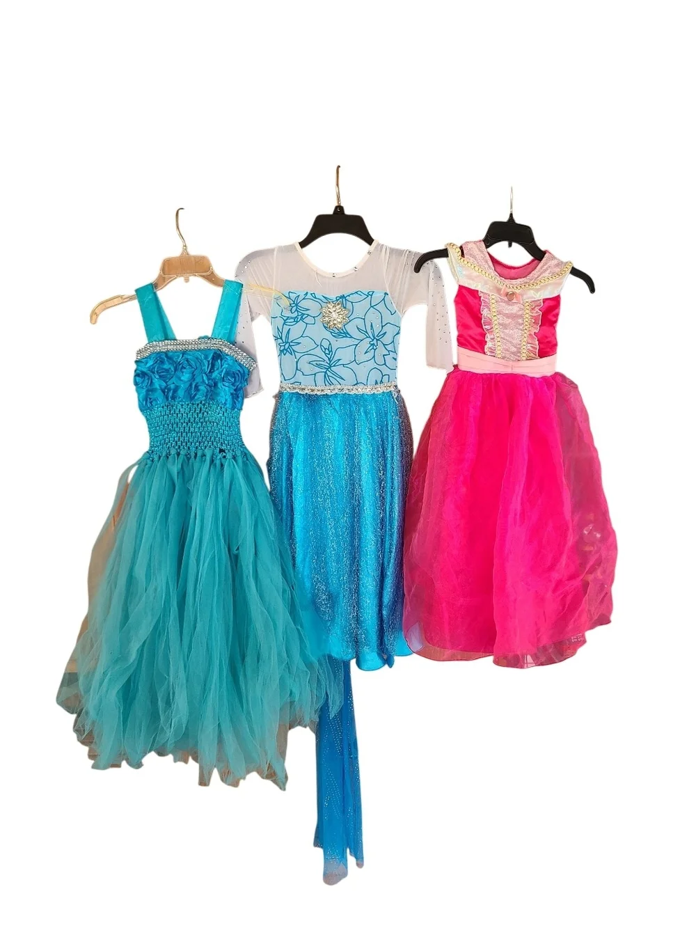 Blue and Pink Princess Kids Costume Dresses - Set of 3